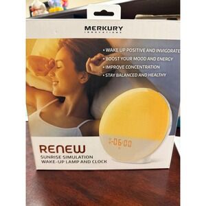 Merkury Innovations Renew Sunrise Simulation Wake-Up Lamp Alarm Clock FM Radio
